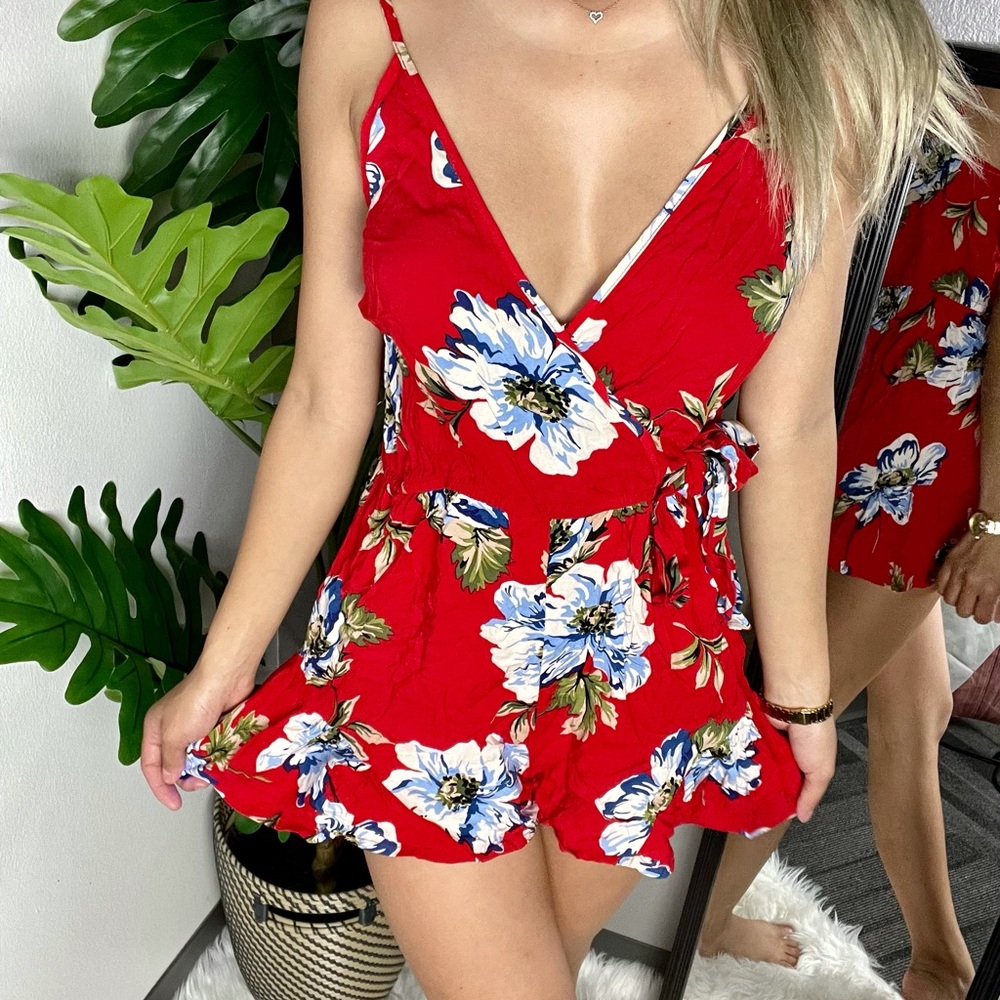 Small Target Red Hawaiian Romper